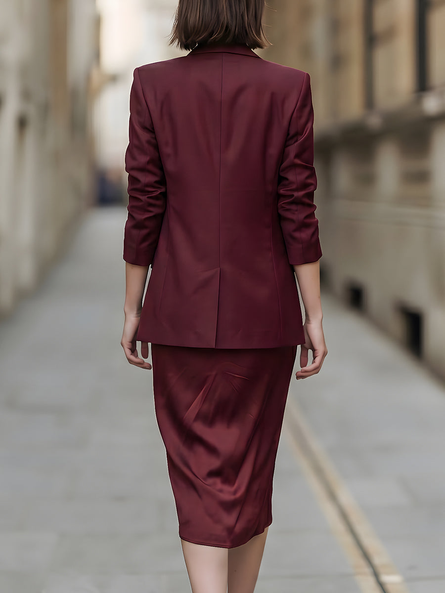 Satin Blazer & Draped Midi Dress Co-ord Set