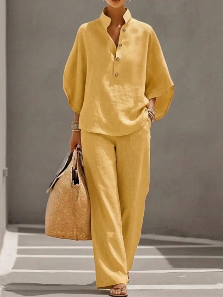 Amalfi linen-texture batwing co-ord