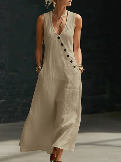 Noa Button-Front Maxi Dress