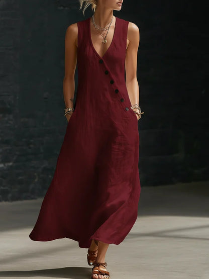 Noa Button-Front Maxi Dress