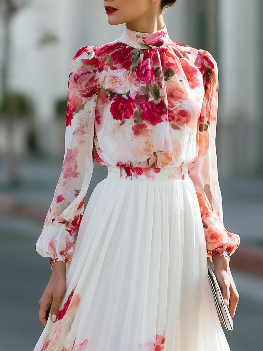 Watercolour Floral Chiffon Flowing Maxi Dress
