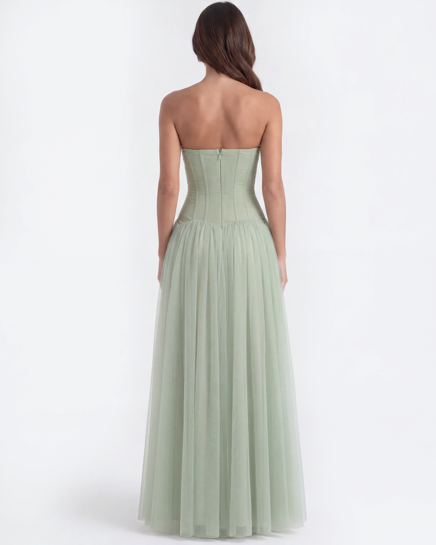 Vestido largo palabra de honor con corsé
