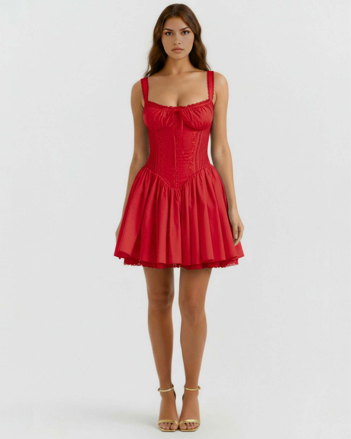 Short dress with a corset and a flowing skirt