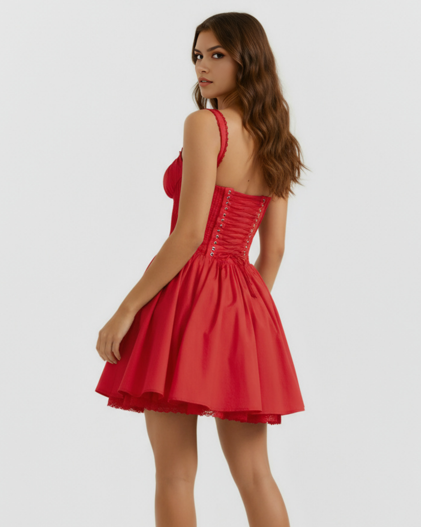 Short dress with a corset and a flowing skirt