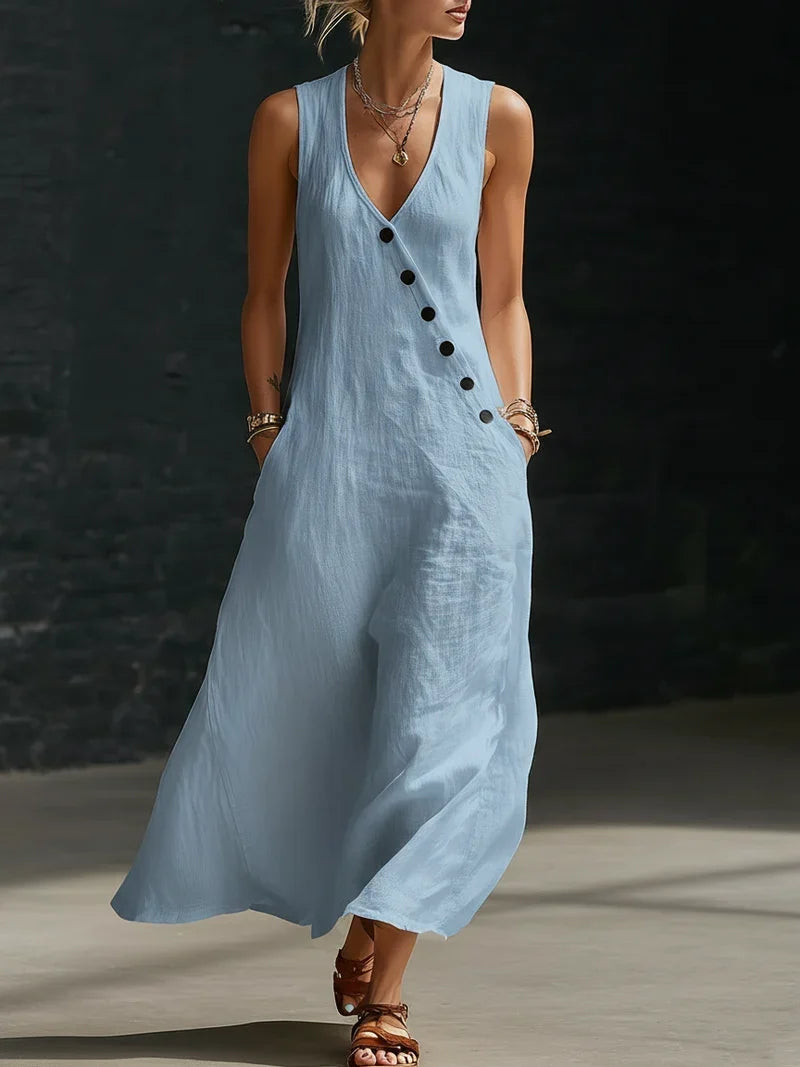Noa Button-Front Maxi Dress