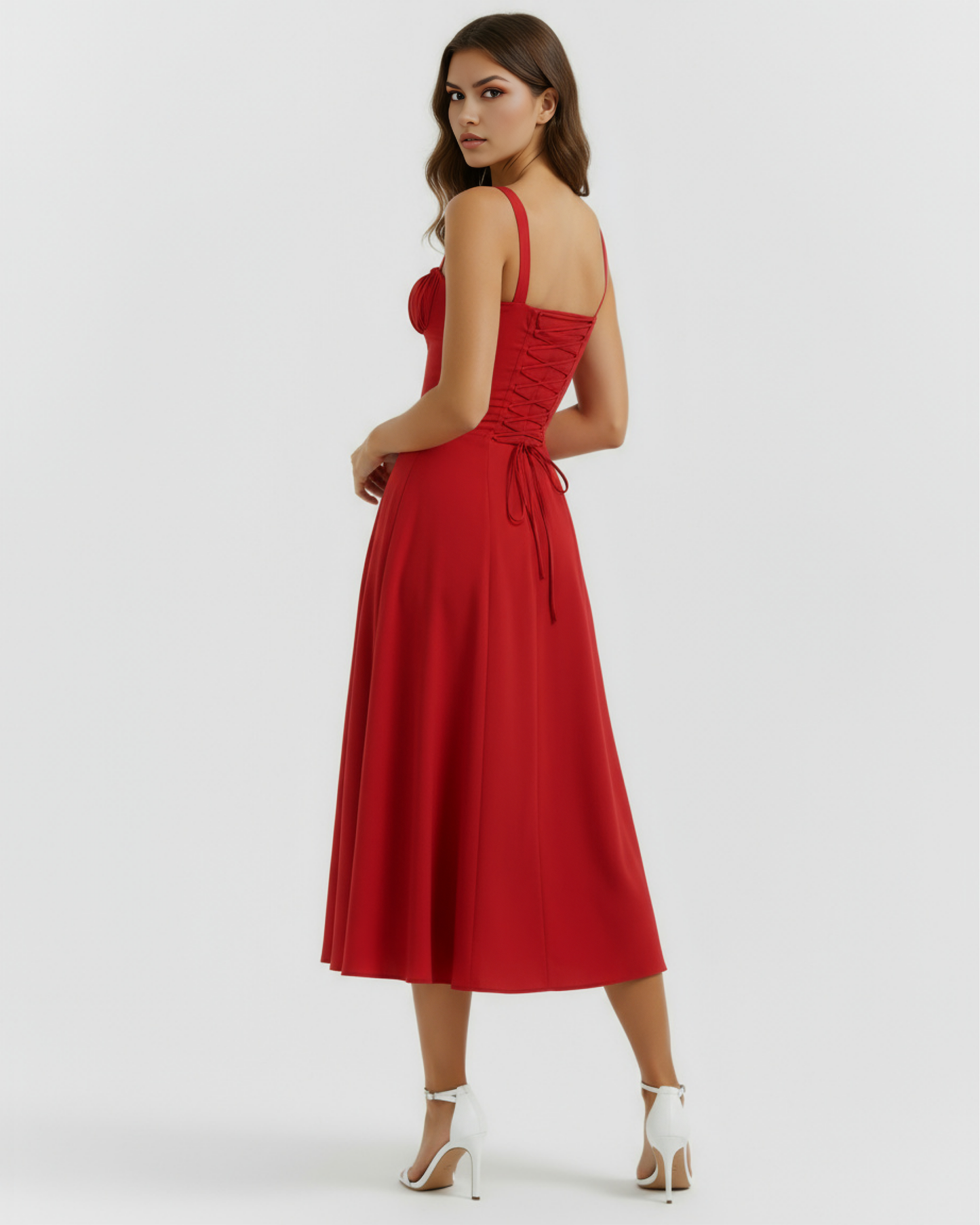 Midi dress with a corset and a slit