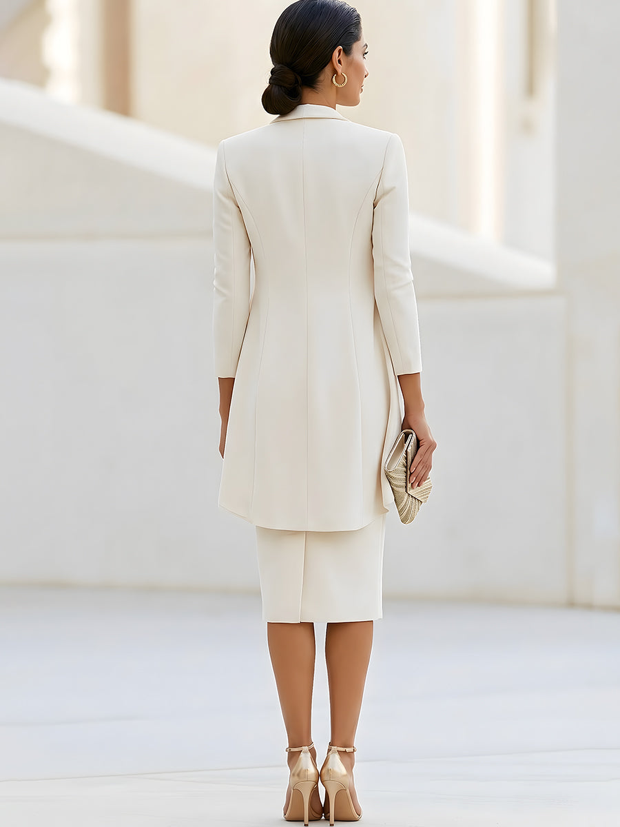 Waterfall Lapel Longline Blazer & Sheath Dress Co-ord Set