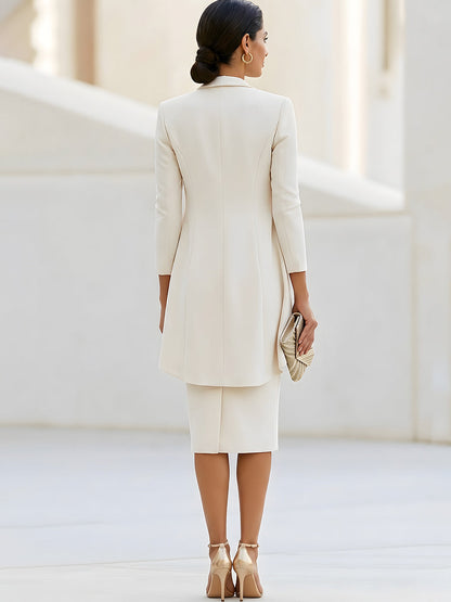 Waterfall Lapel Longline Blazer & Sheath Dress Co-ord Set