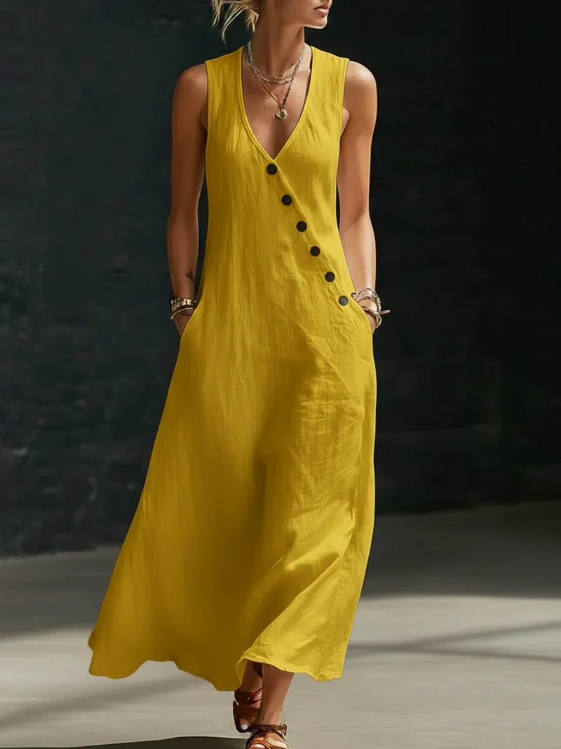 Noa Button-Front Maxi Dress