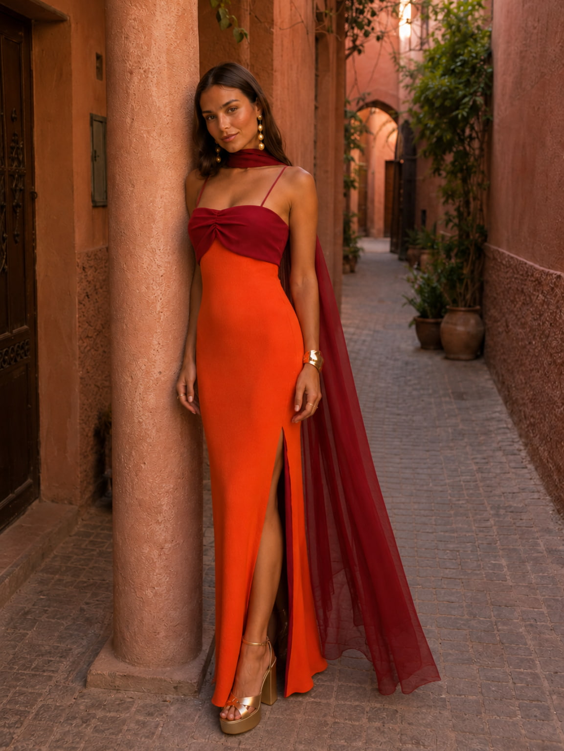 Aria Two-Tone Draped Maxi Dress