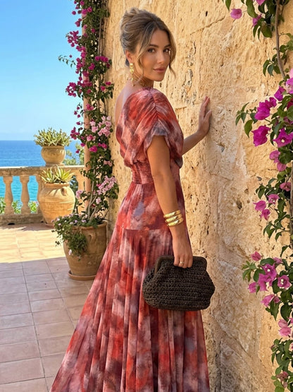 Long Off-the-Shoulder Watercolour Dress