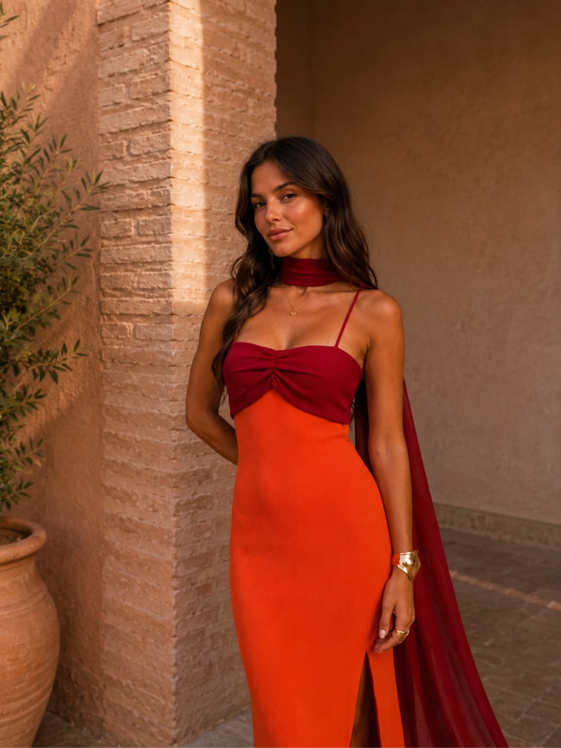 Aria Two-Tone Draped Maxi Dress