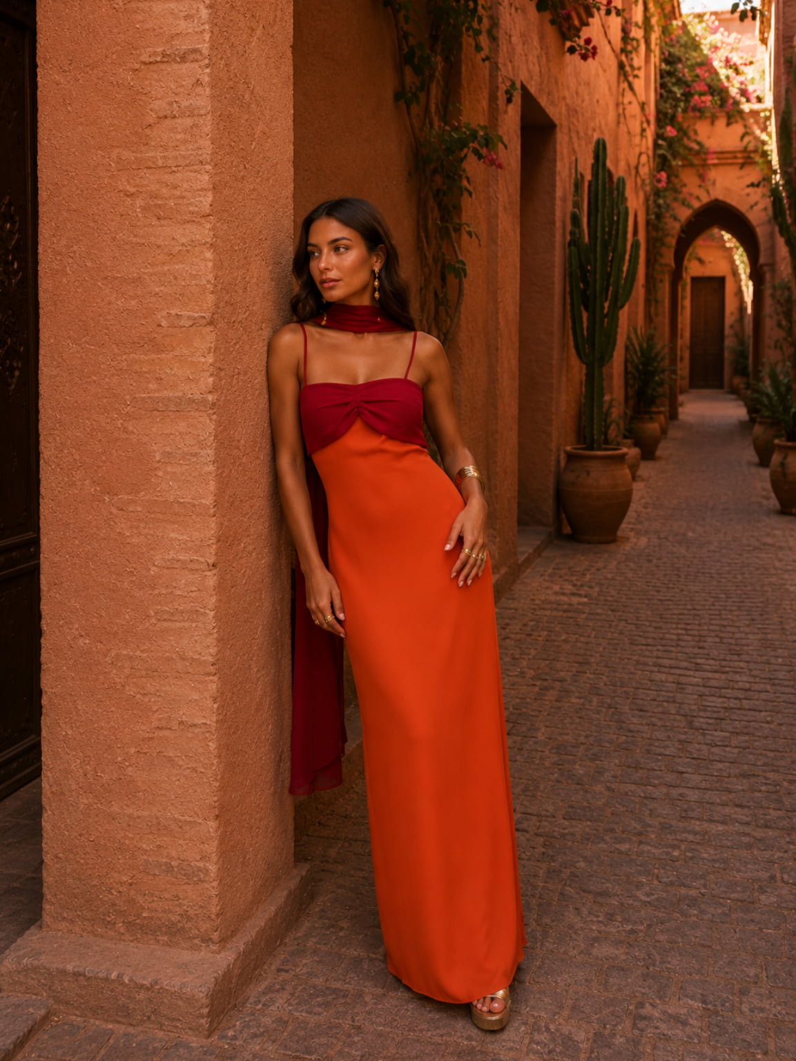 Aria Two-Tone Draped Maxi Dress