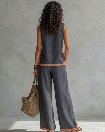 Leila linen-blend two-piece co-ord set