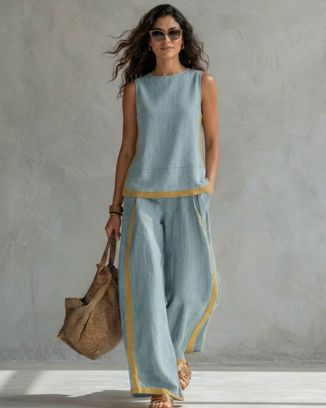 Leila linen-blend two-piece co-ord set