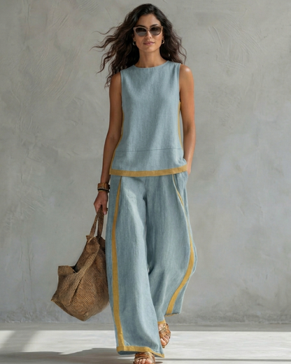 Leila linen-blend two-piece co-ord set