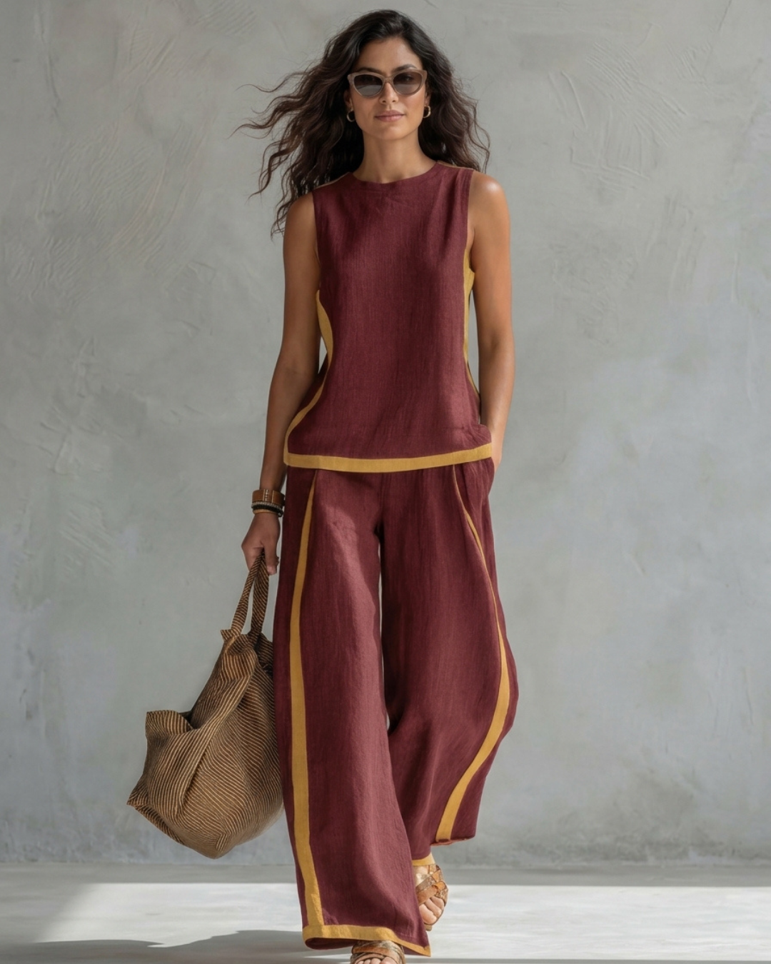 Leila linen-blend two-piece co-ord set