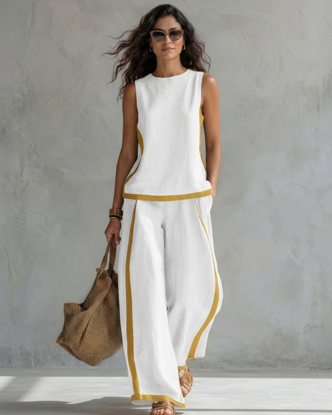 Leila linen-blend two-piece co-ord set