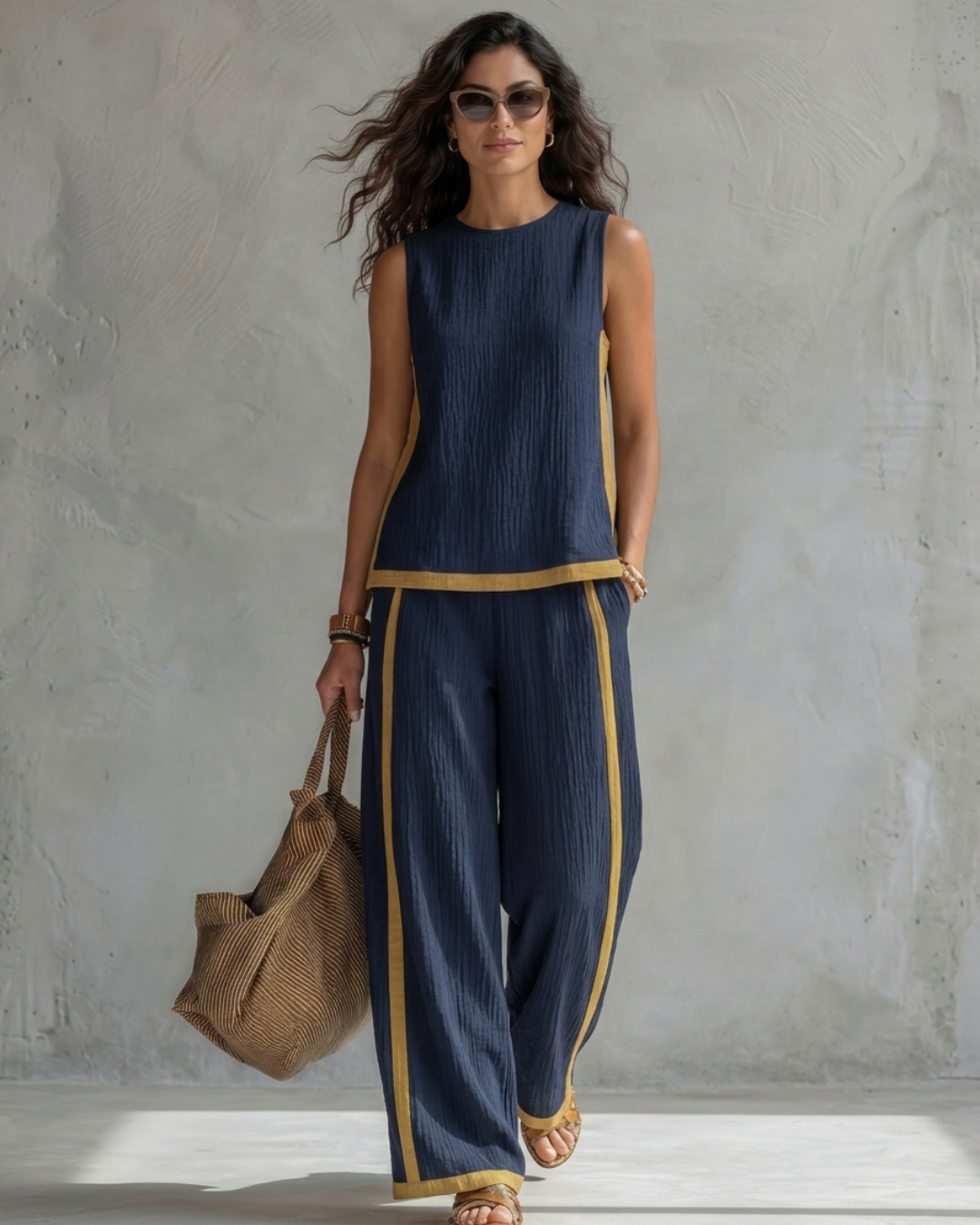 Leila linen-blend two-piece co-ord set