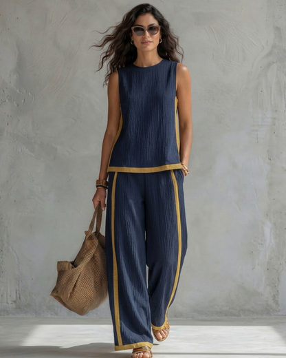 Leila linen-blend two-piece co-ord set