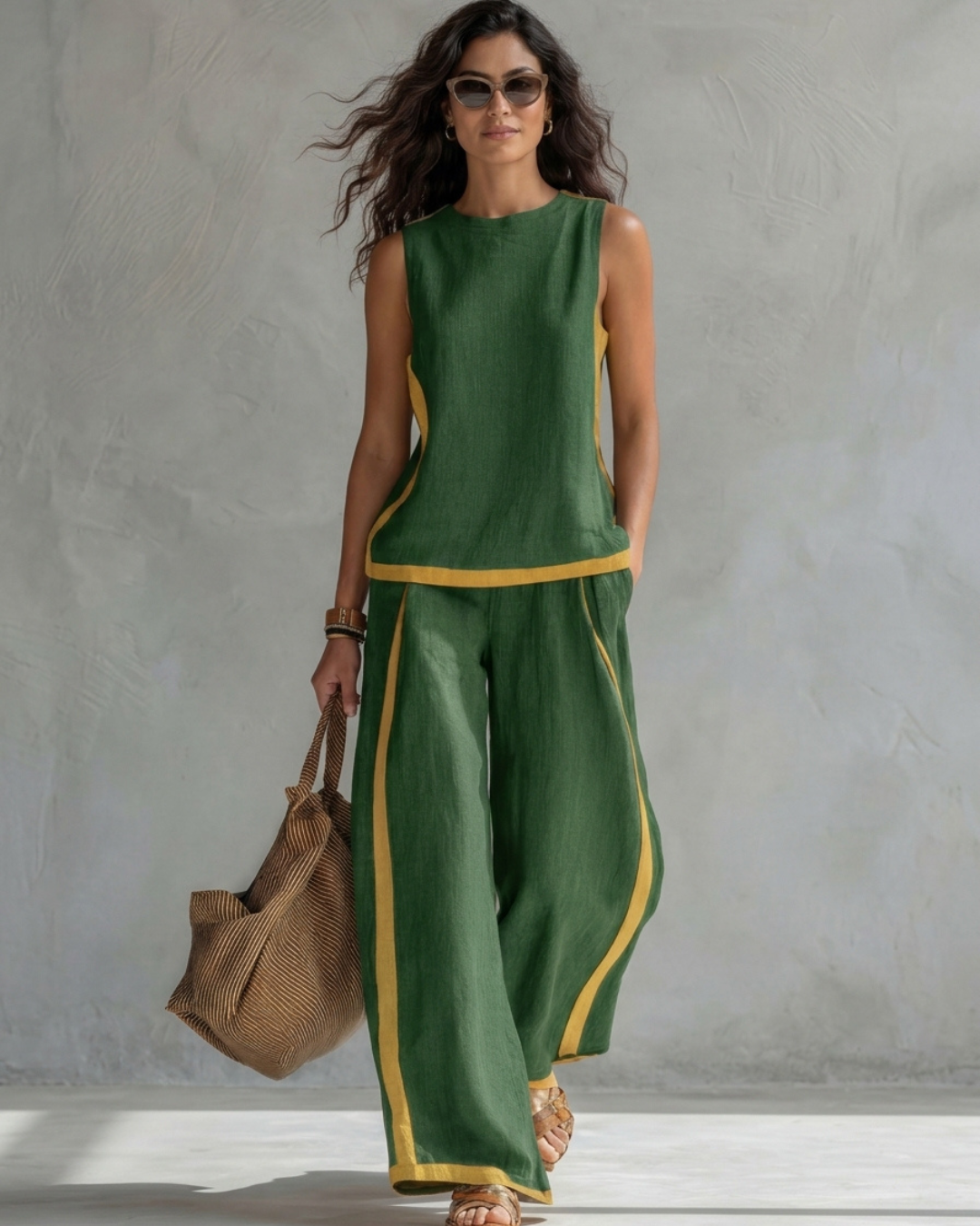 Leila linen-blend two-piece co-ord set