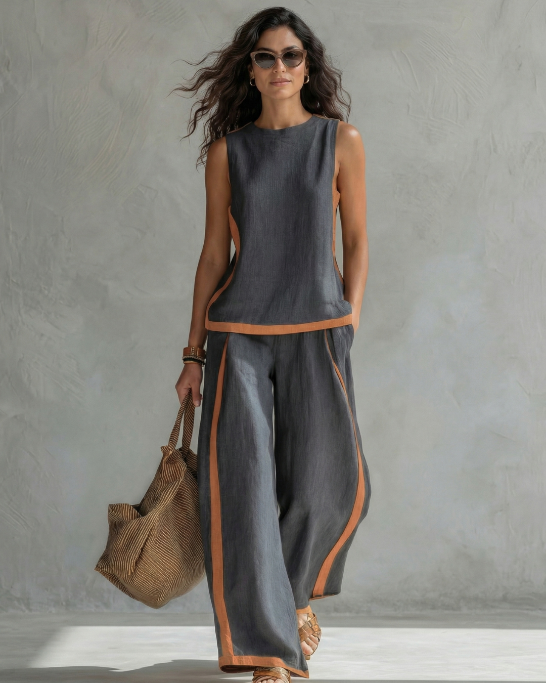 Leila linen-blend two-piece co-ord set