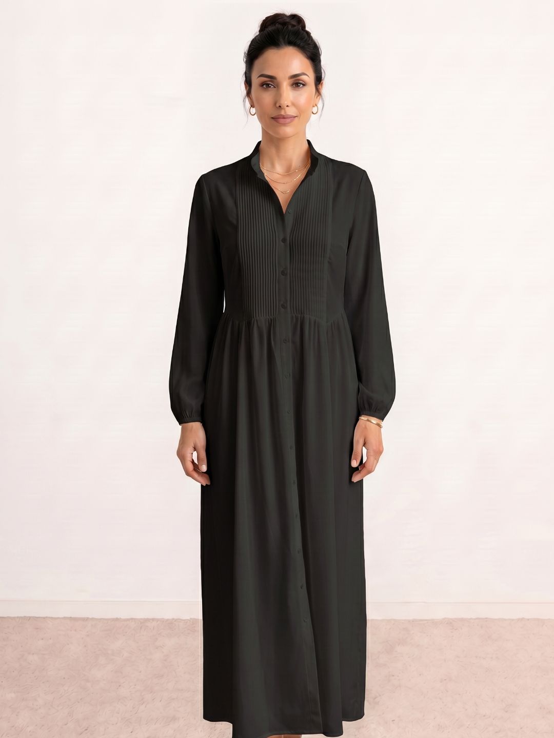 Cristina Pleated Shirt Maxi Dress