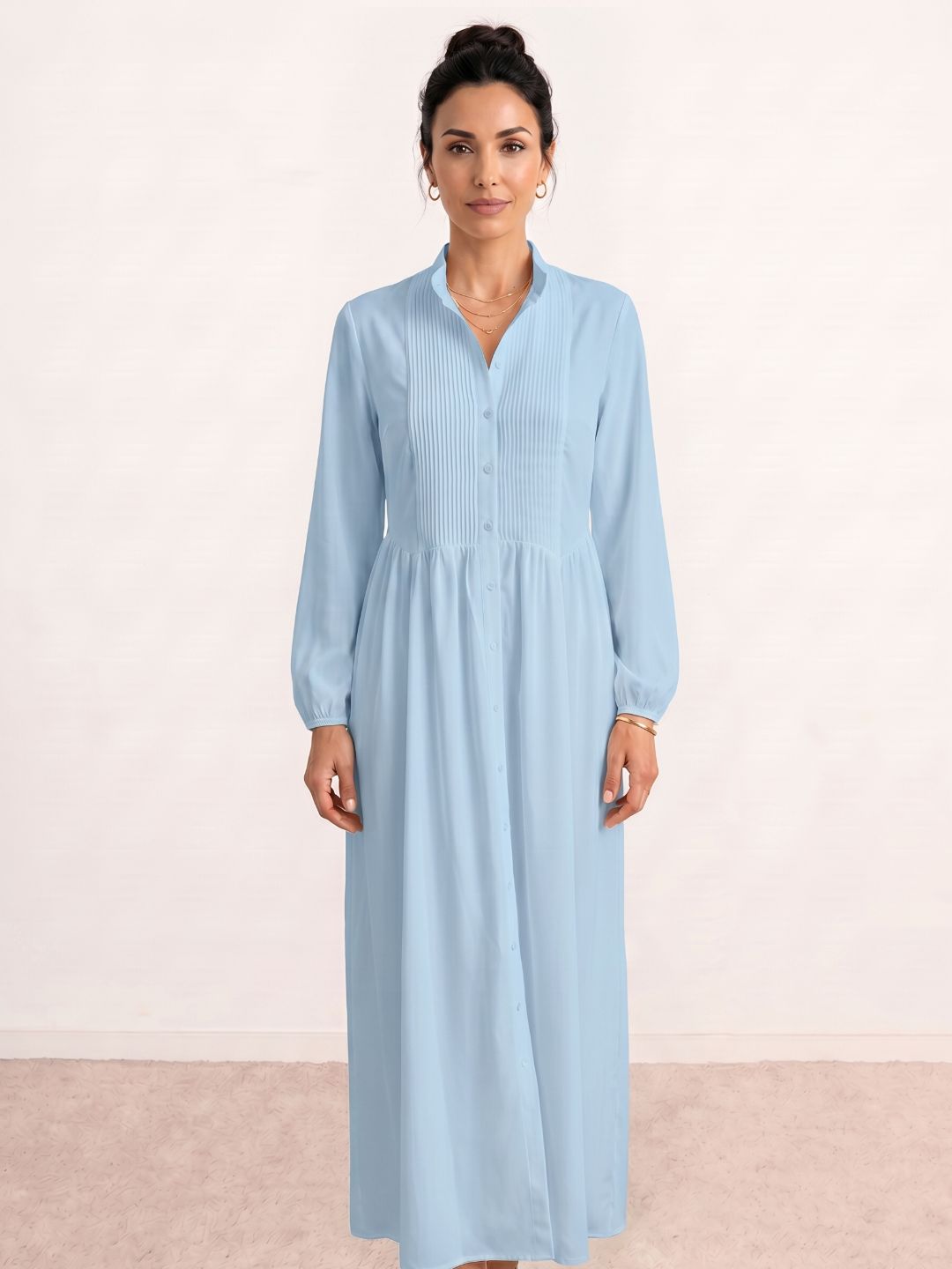 Cristina Pleated Shirt Maxi Dress