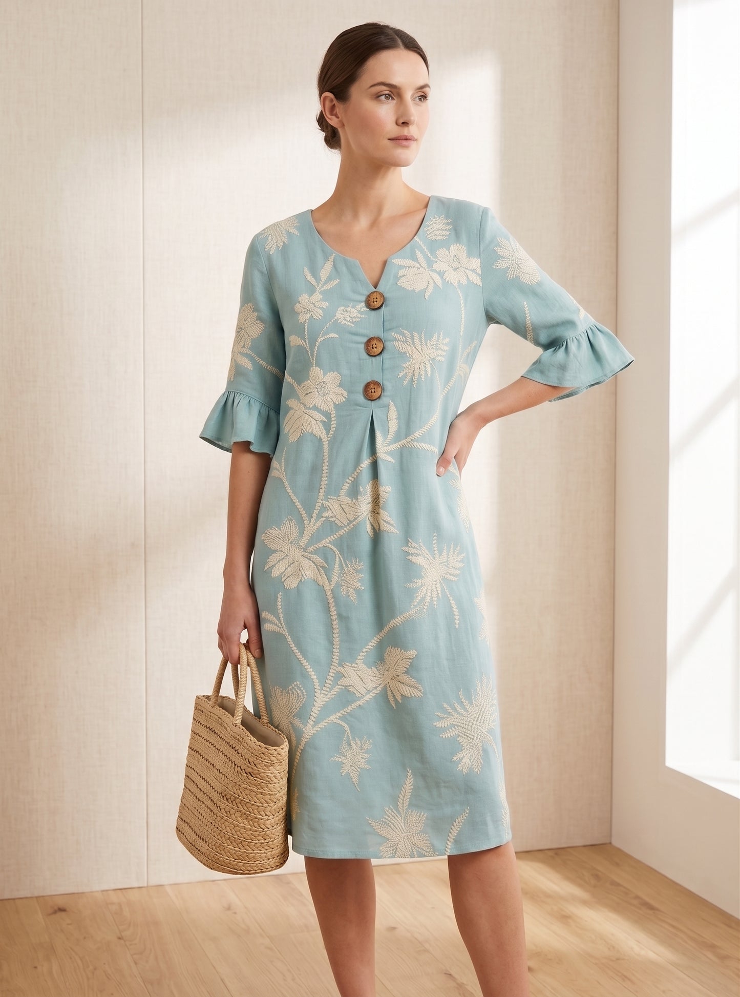 Delphine Floral Beach Midi Dress