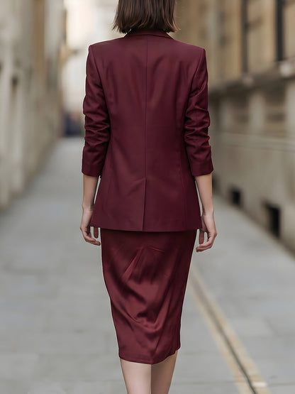 Satin Blazer & Draped Midi Dress Co-ord Set