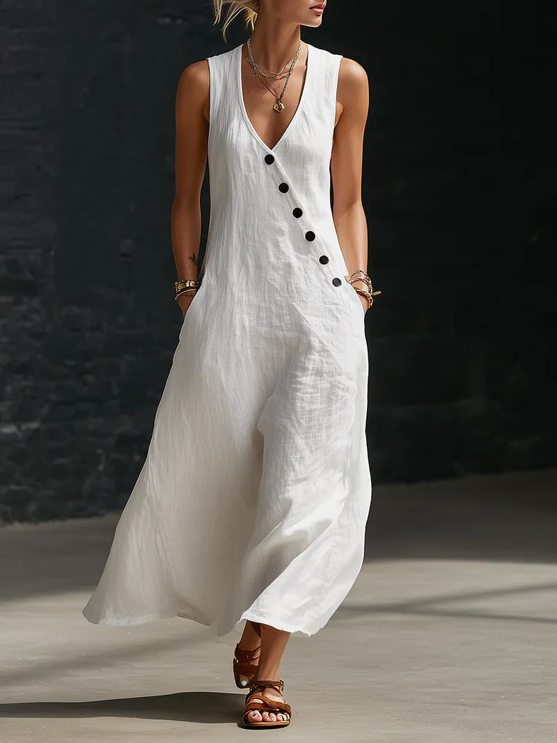 Noa Button-Front Maxi Dress