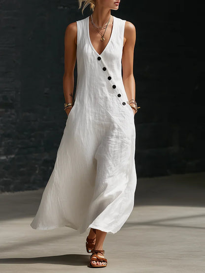 Noa Button-Front Maxi Dress