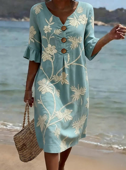 Delphine Floral Beach Midi Dress