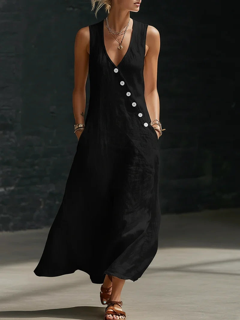 Noa Button-Front Maxi Dress