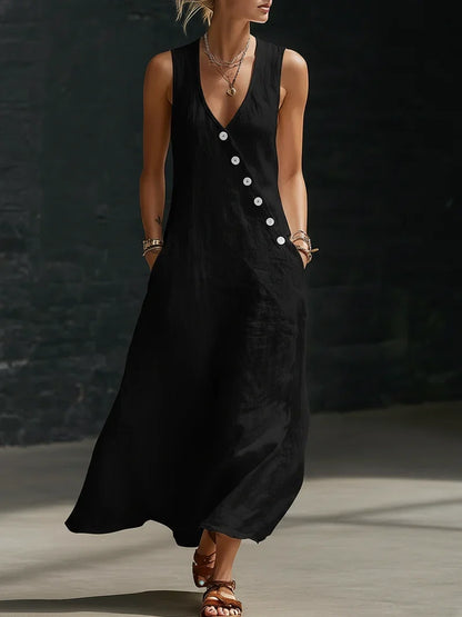 Noa Button-Front Maxi Dress