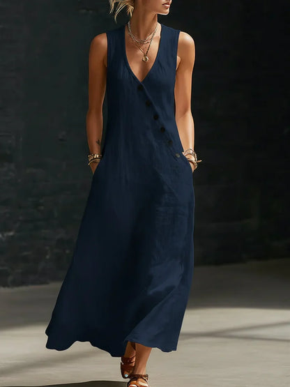 Noa Button-Front Maxi Dress