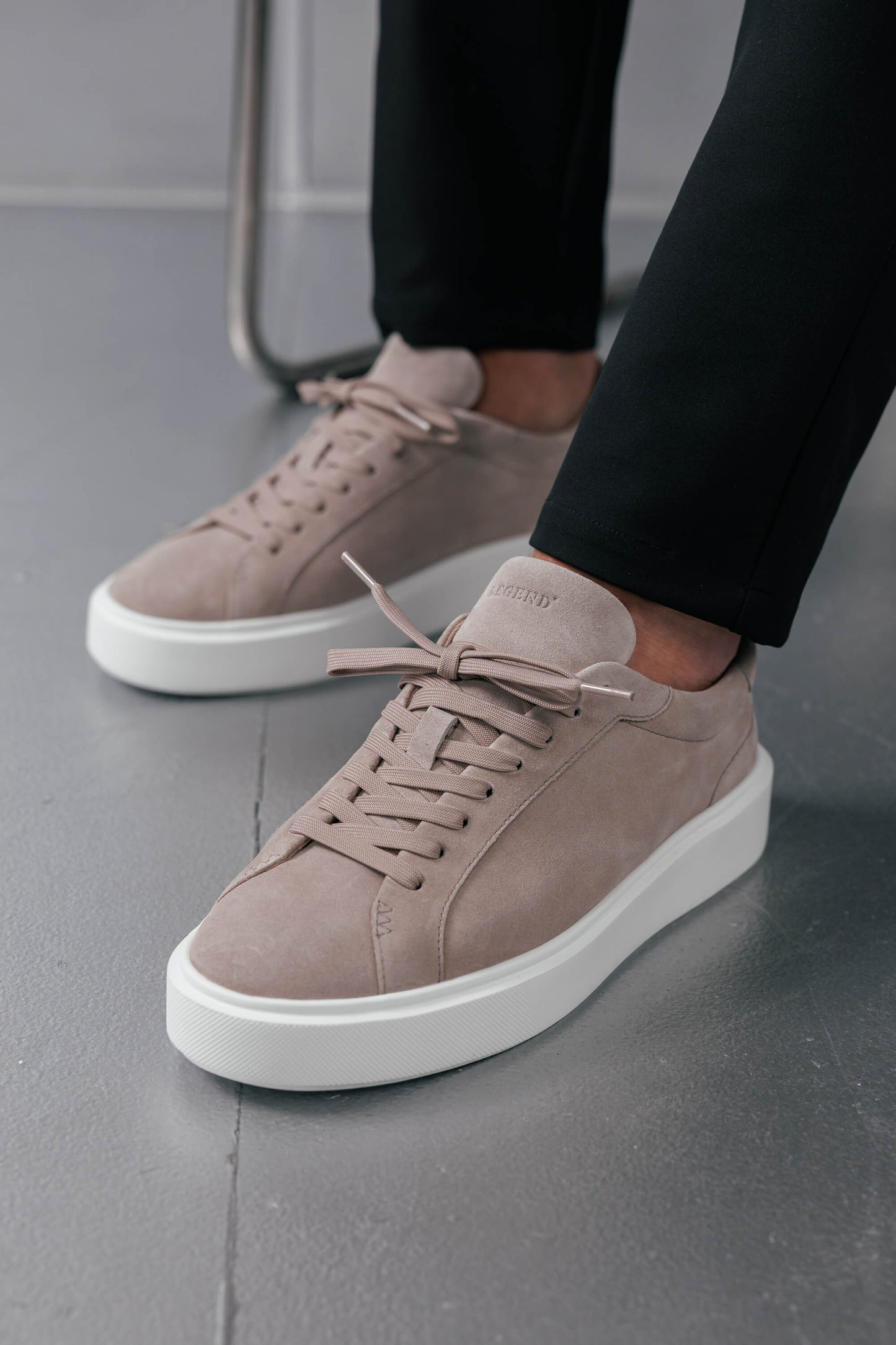 Suede Trainer — Beige