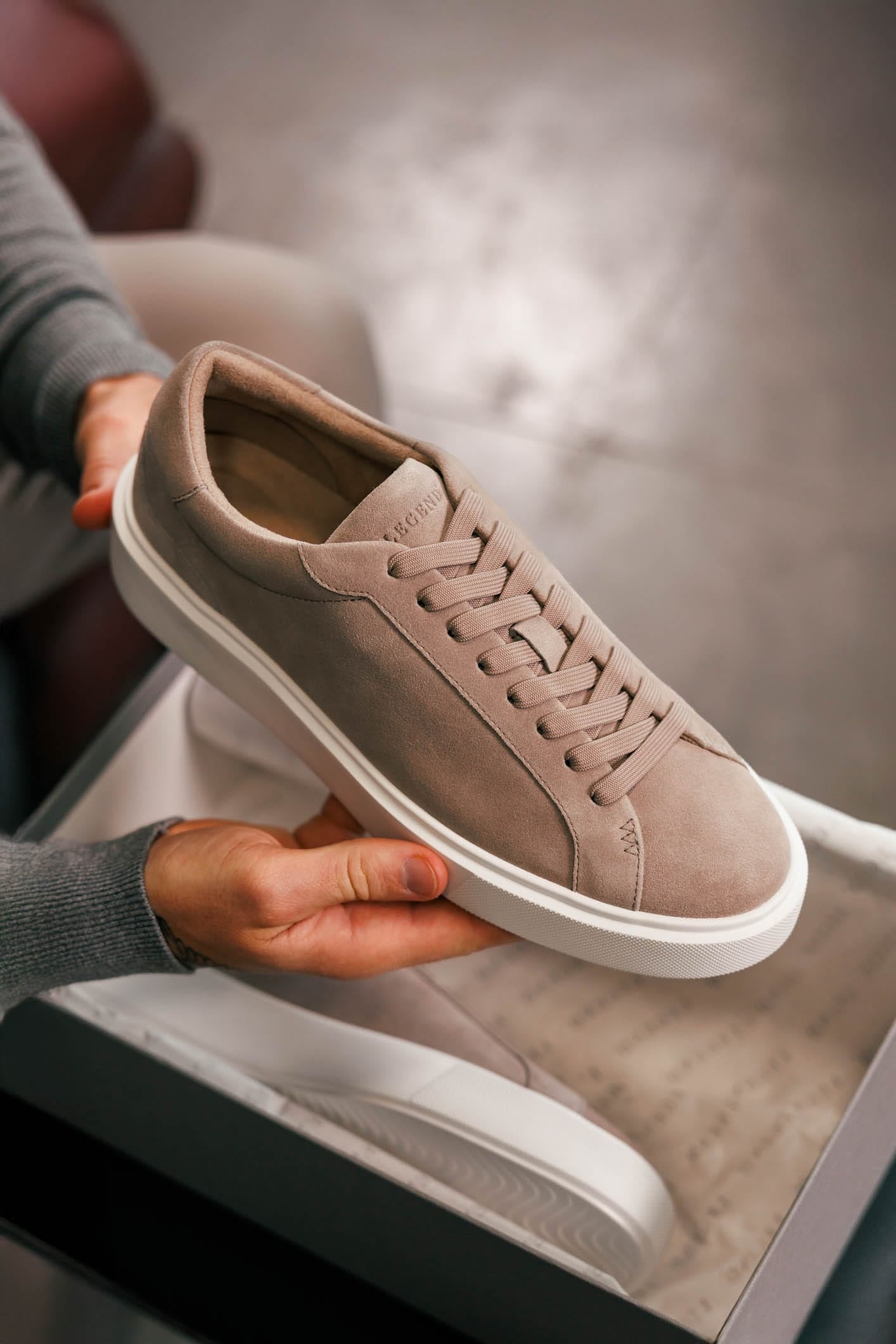 Suede Trainer — Beige