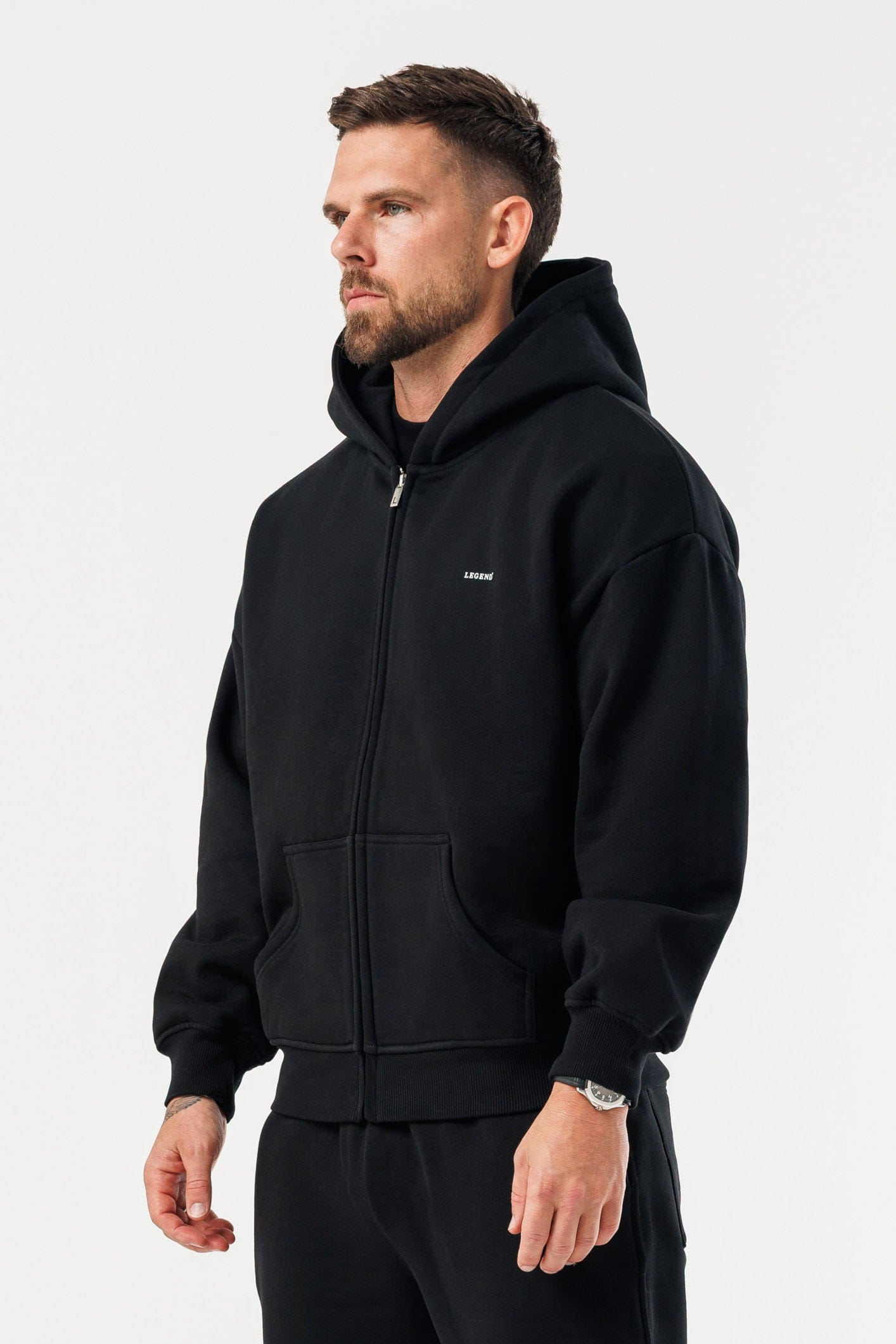 Zipped Hoodie — Black