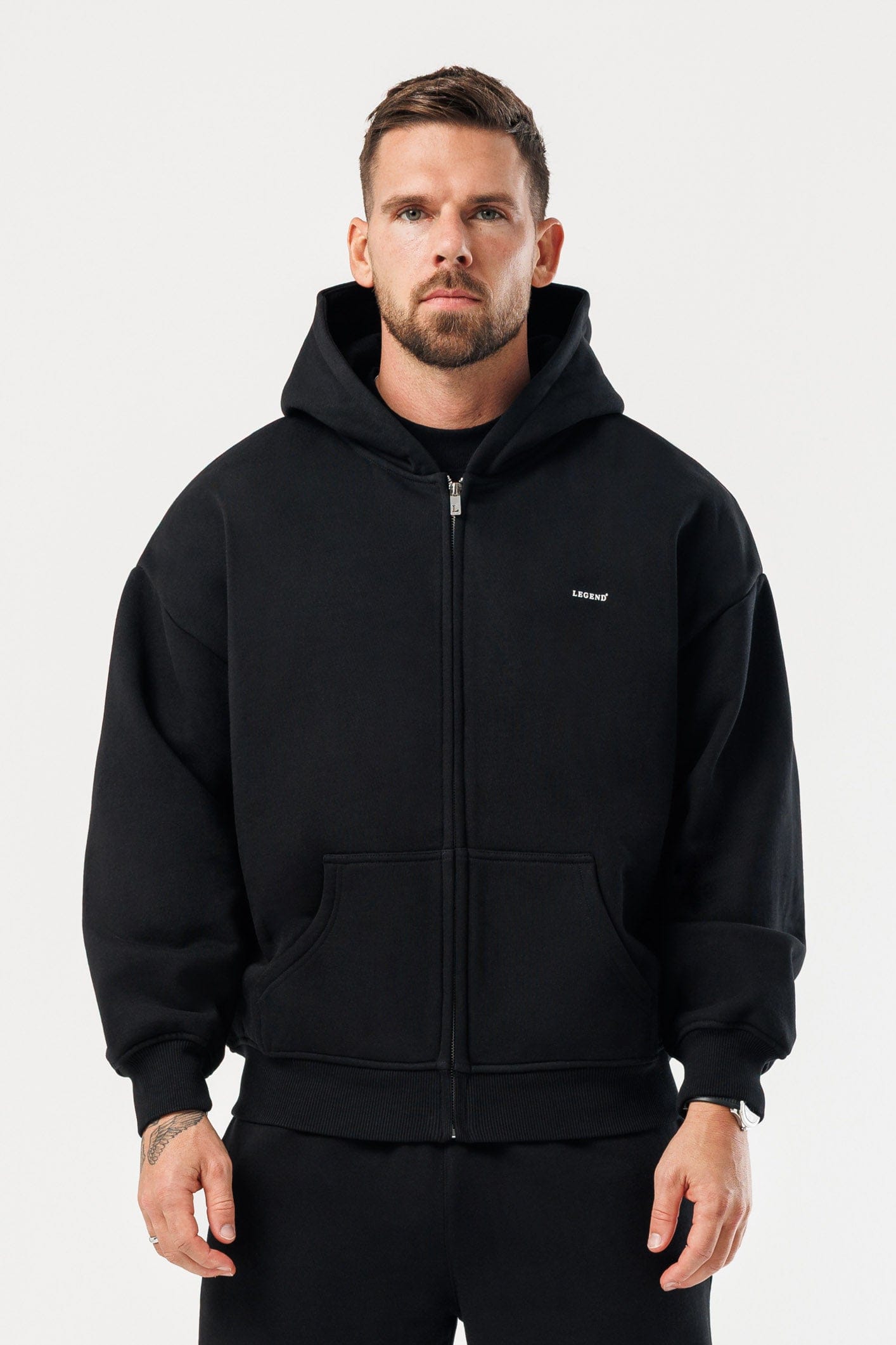 Zipped Hoodie — Black