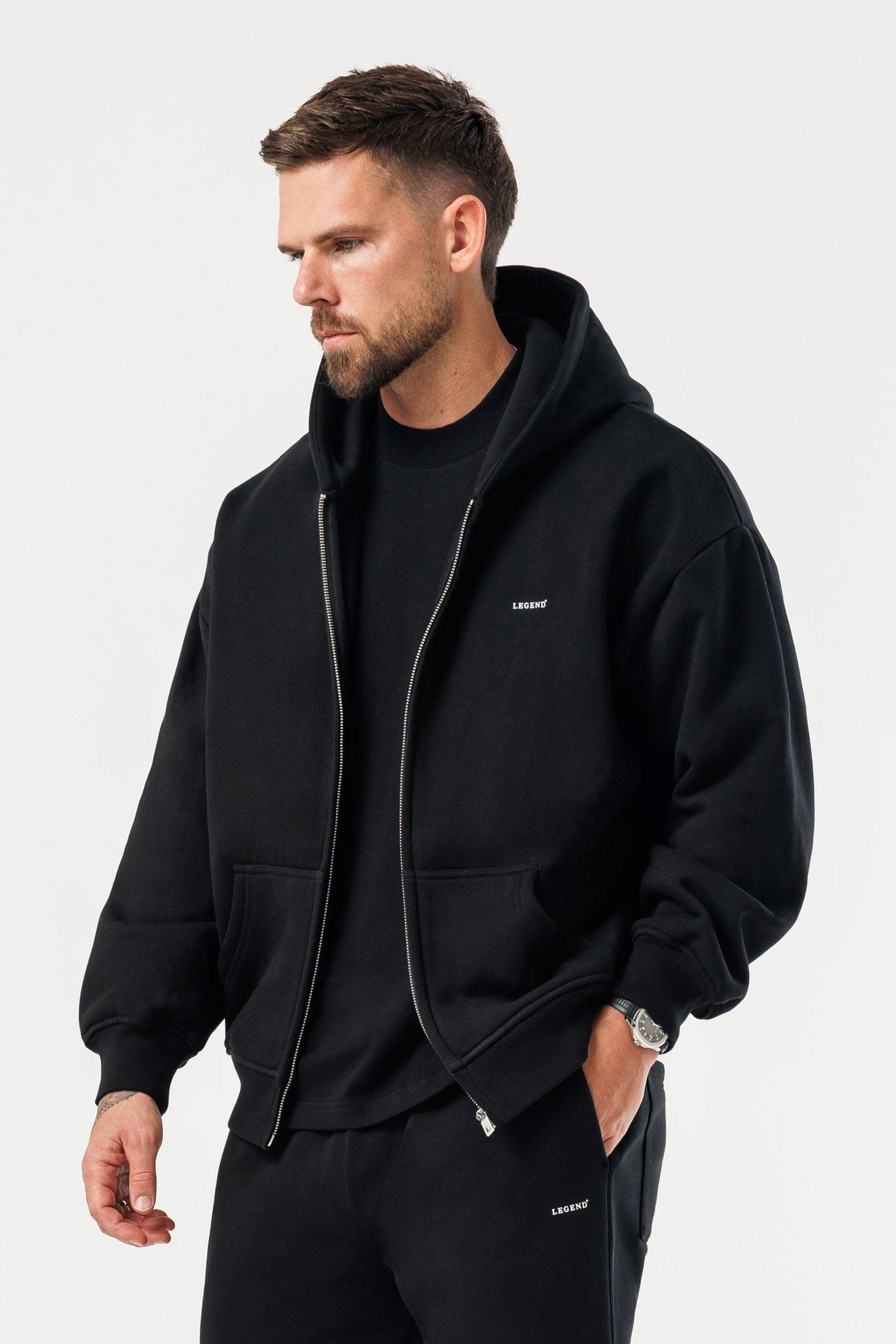 Zipped Hoodie — Black