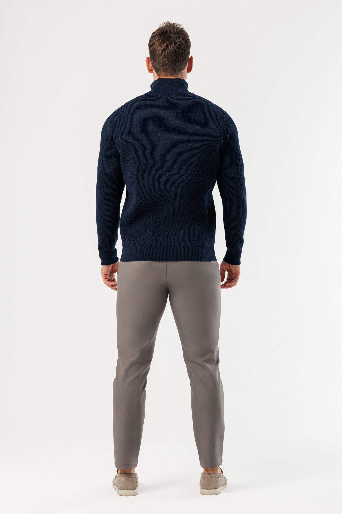 Ridge Knit Quarter Zip — Navy