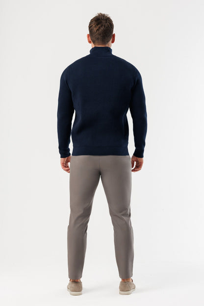 Ridge Knit Quarter Zip — Navy