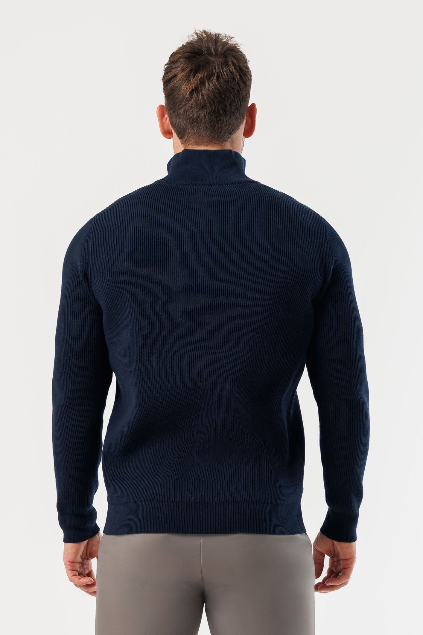 Ridge Knit Quarter Zip — Navy