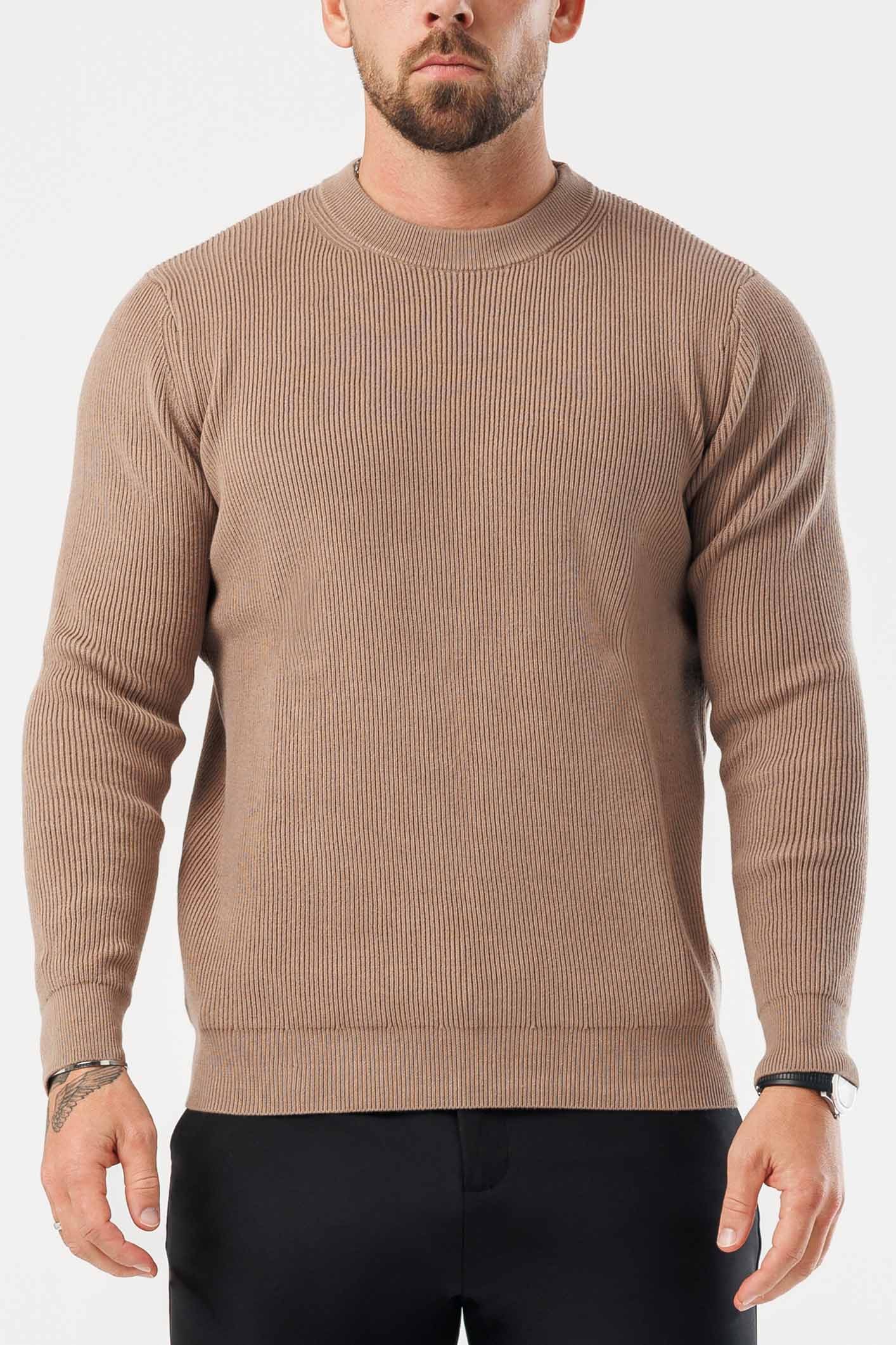 Ridge Knit Sweater — Brown