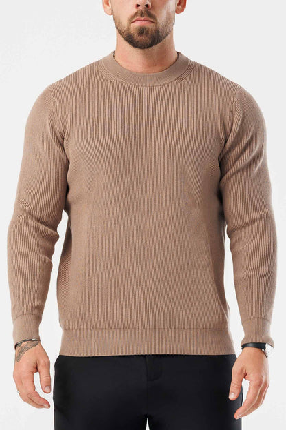 Ridge Knit Sweater — Brown