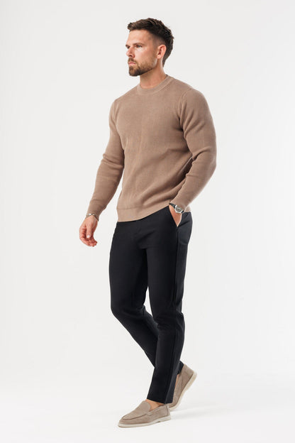 Ridge Knit Sweater — Brown