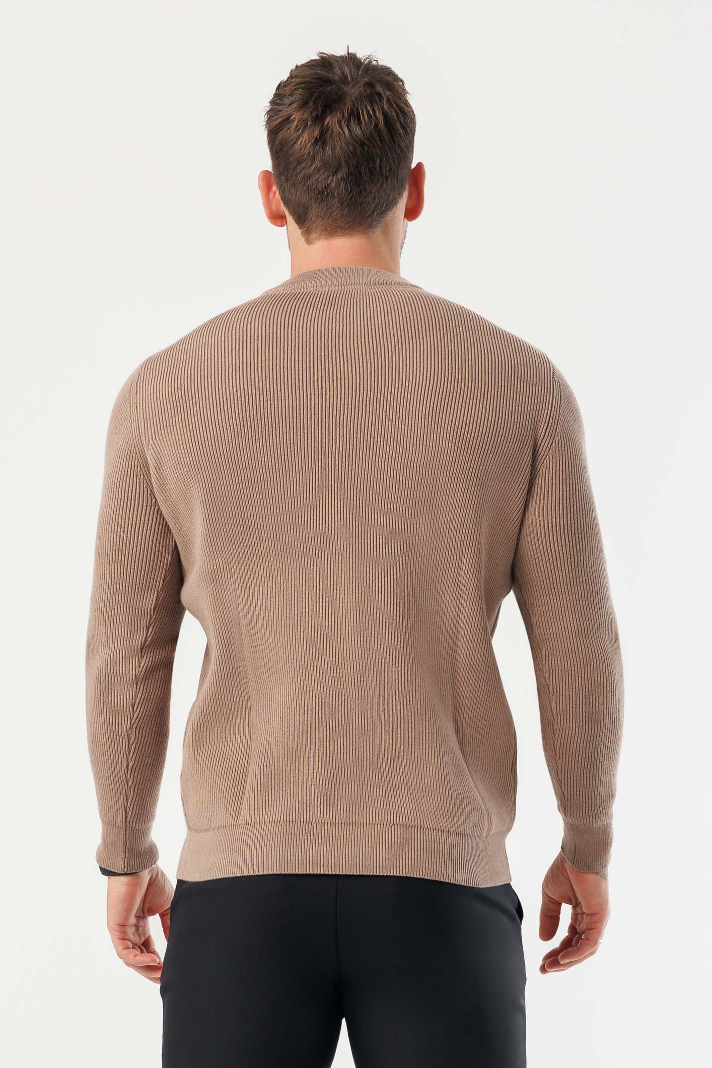 Ridge Knit Sweater — Brown