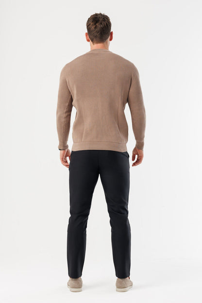 Ridge Knit Sweater — Brown