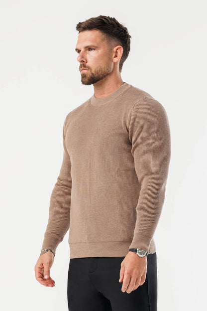 Ridge Knit Sweater — Brown